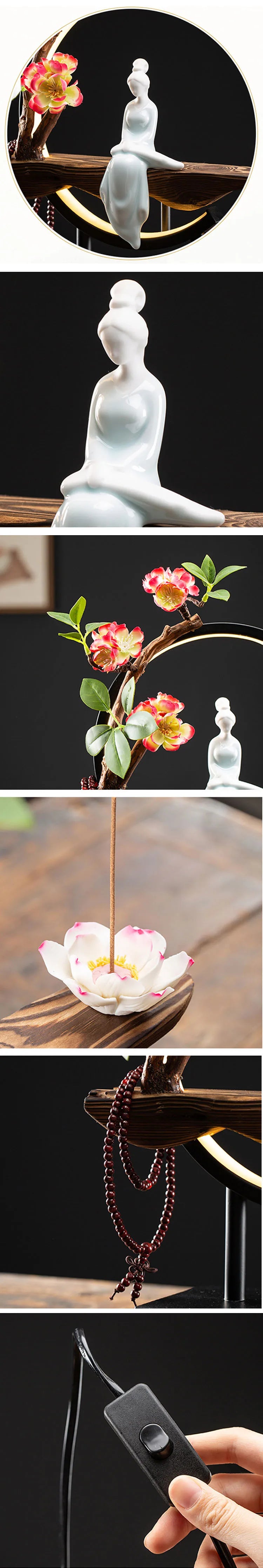 Style Backflow Incense Burner LED Light USB Circle Ceramic ... - 100ml