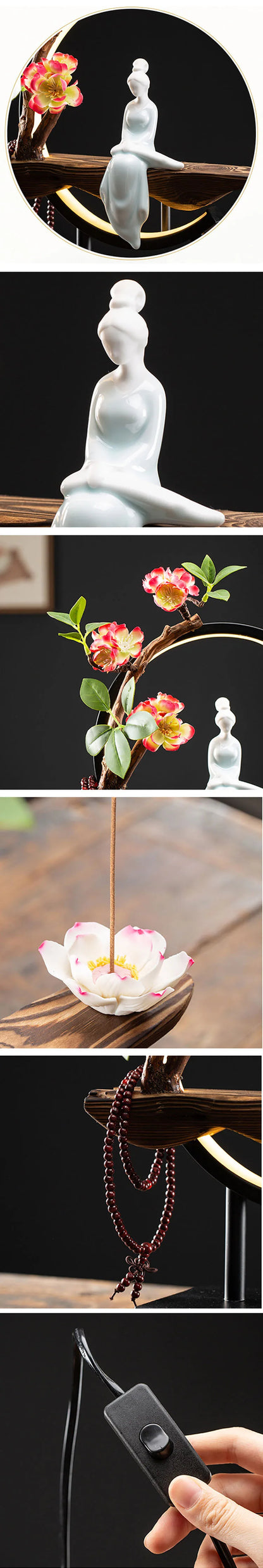 Style Backflow Incense Burner LED Light USB Circle Ceramic ... - 100ml