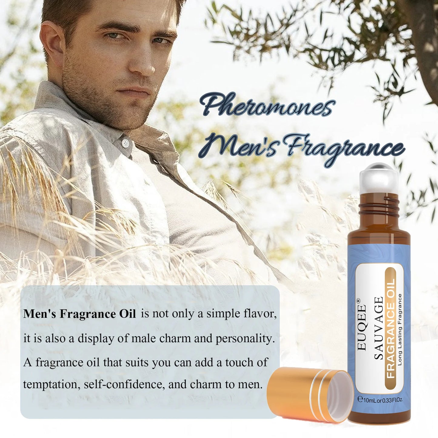 EUQEE 10ml Premium Men's Fragrance Oil For Car Diffuser Aromatherapy Vanilla Musk Leather Amber Romance Aroma Essential Oils