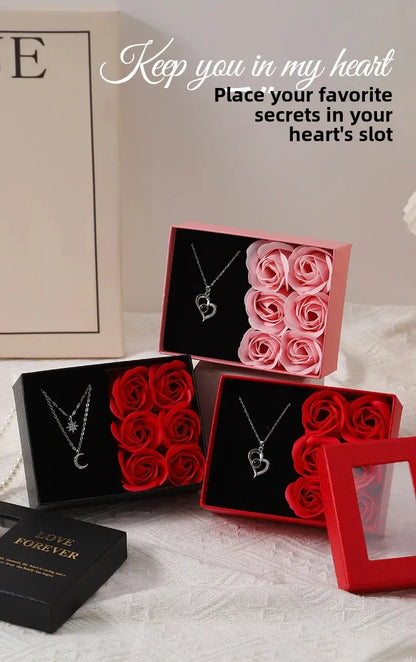 Valentine's Day Jewelry Gift Packaging Box 6 Rose Pendants Ring Bra...