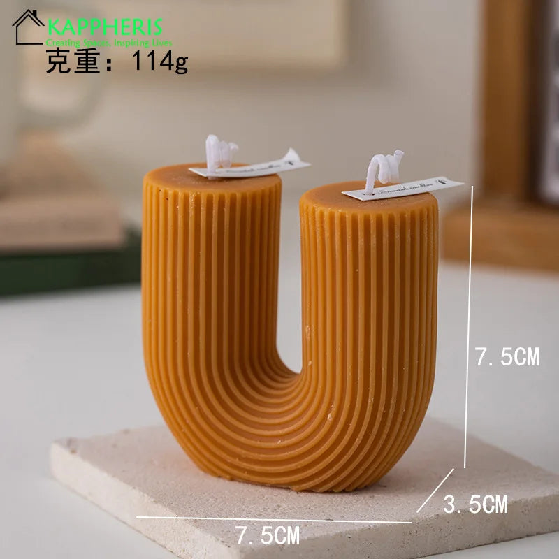 U Shaped Candle Scented Ribbed Aesthetic Decorative Gift