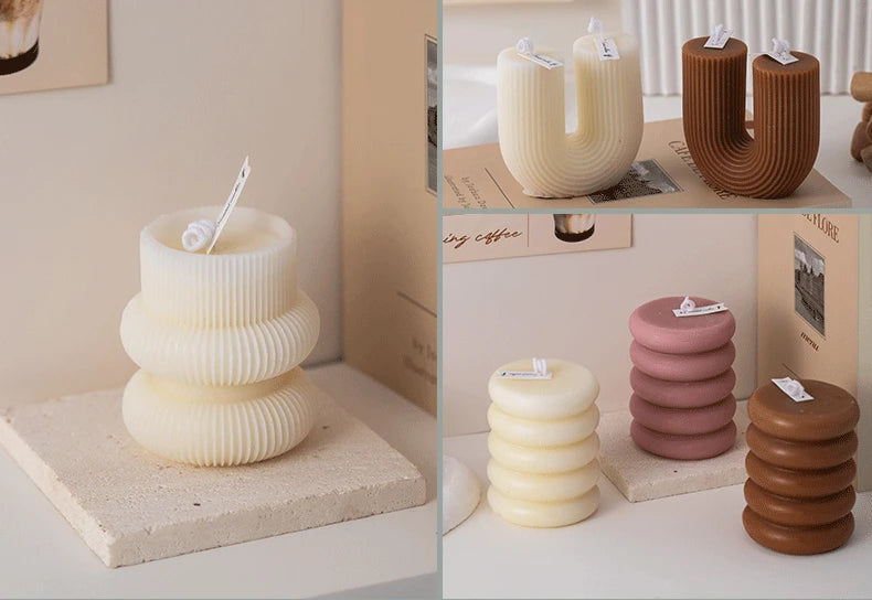 U Shaped Candle Scented Ribbed Aesthetic Decorative Gift