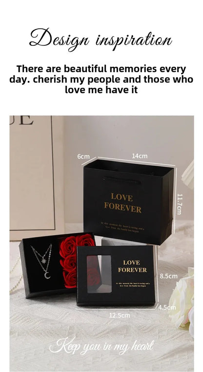 Valentine's Day Jewelry Gift Packaging Box 6 Rose Pendants Ring Bra...
