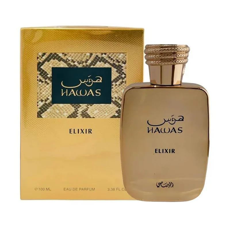 Hawas Elixir perfume bottle and packaging on a white background