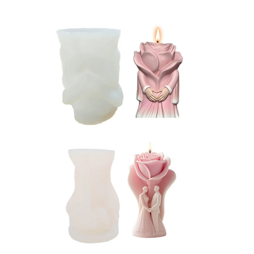 DIY Rose Love Aromatherapy Candle 3D Couple Mold