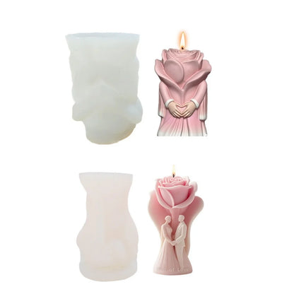 DIY Rose Love Aromatherapy Candle 3D Couple Mold
