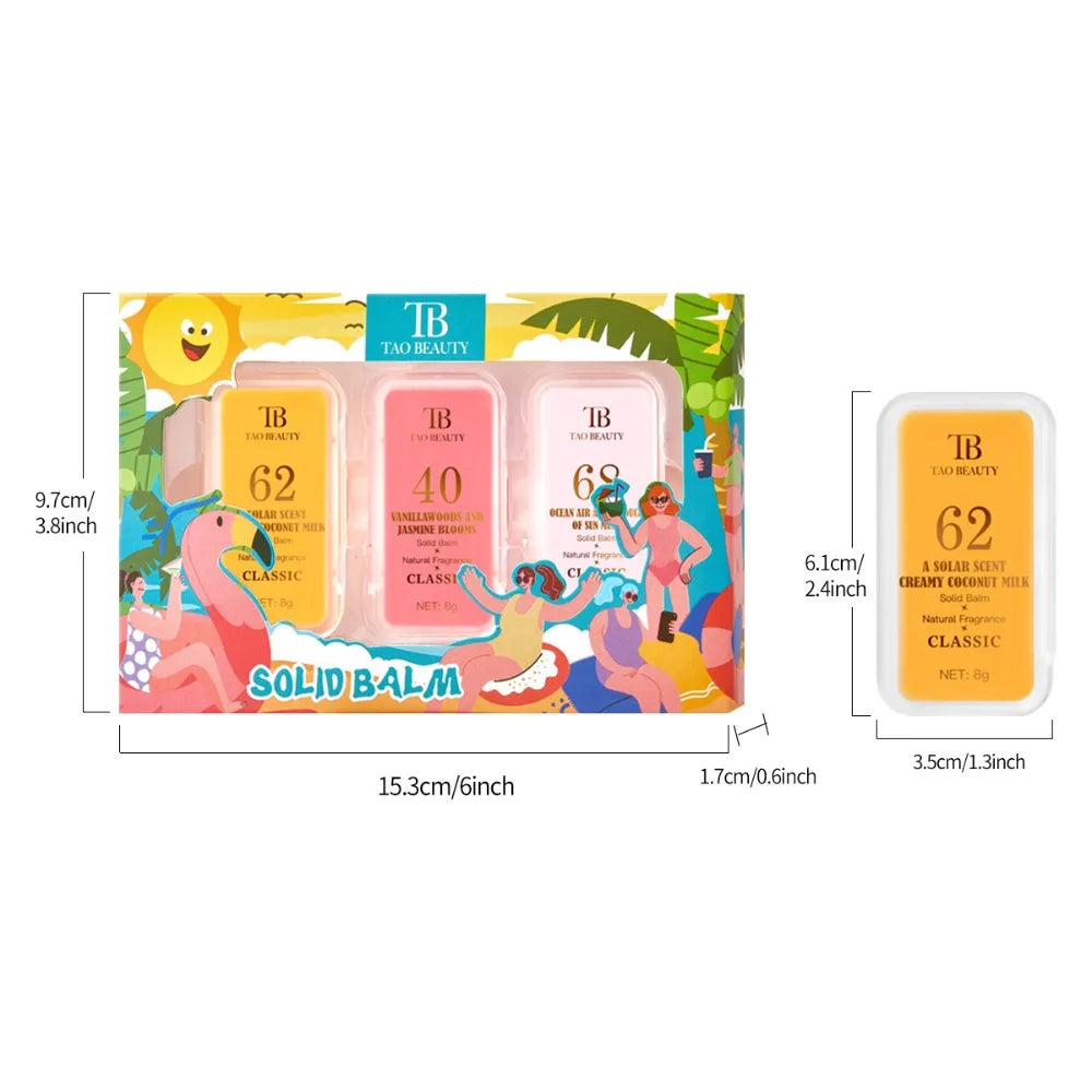 3pcs Fruit Aroma Solid Perfume Balm Box Set Romantic Long Lasting B...