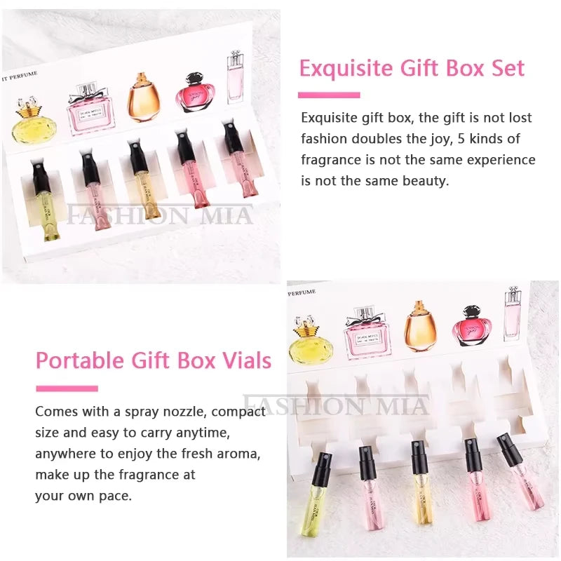 Floral Scent Perfume Gift Box 3ml FivePiece Set Lasting Fragrance Floral Scent Pheromone Eau De Parfum Floral Fragrance