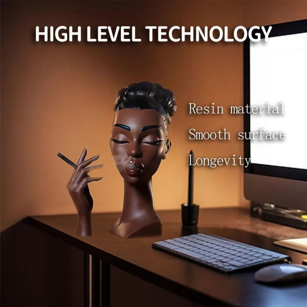 Black Woman Head Incense Female Head Airflow Incense Burner Decorative Art Airflow Incense Stand Statue For Aromatherapy