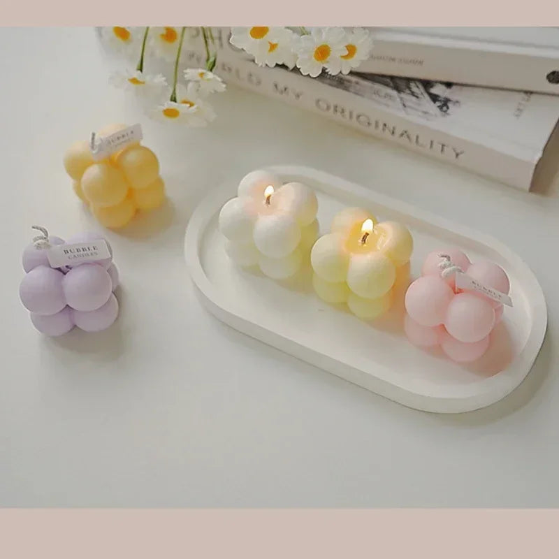 1Pc Lovely Color Cube Bubble Scented Candle Bedroom Living Room Fra... - 100ml