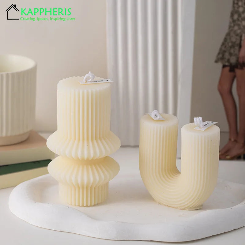 U Shaped Candle Scented Ribbed Aesthetic Decorative Gift