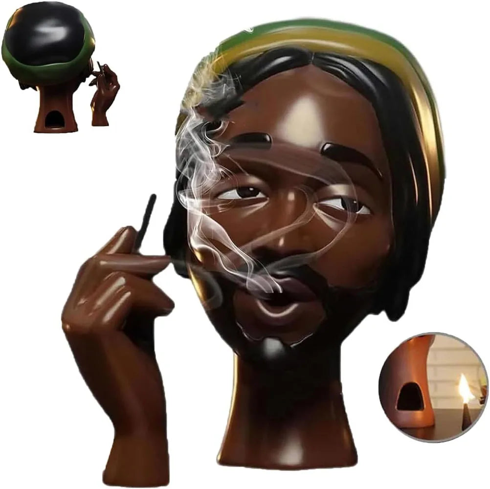 Black Woman Head Incense Female Head Airflow Incense Burner Decorative Art Airflow Incense Stand Statue For Aromatherapy