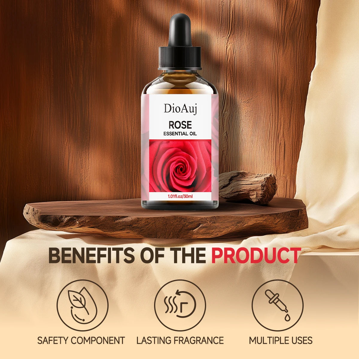 DioAuj 1PCS Essential Oil with Dropper ROSE Face Body Skin Care Aro... - 100ml