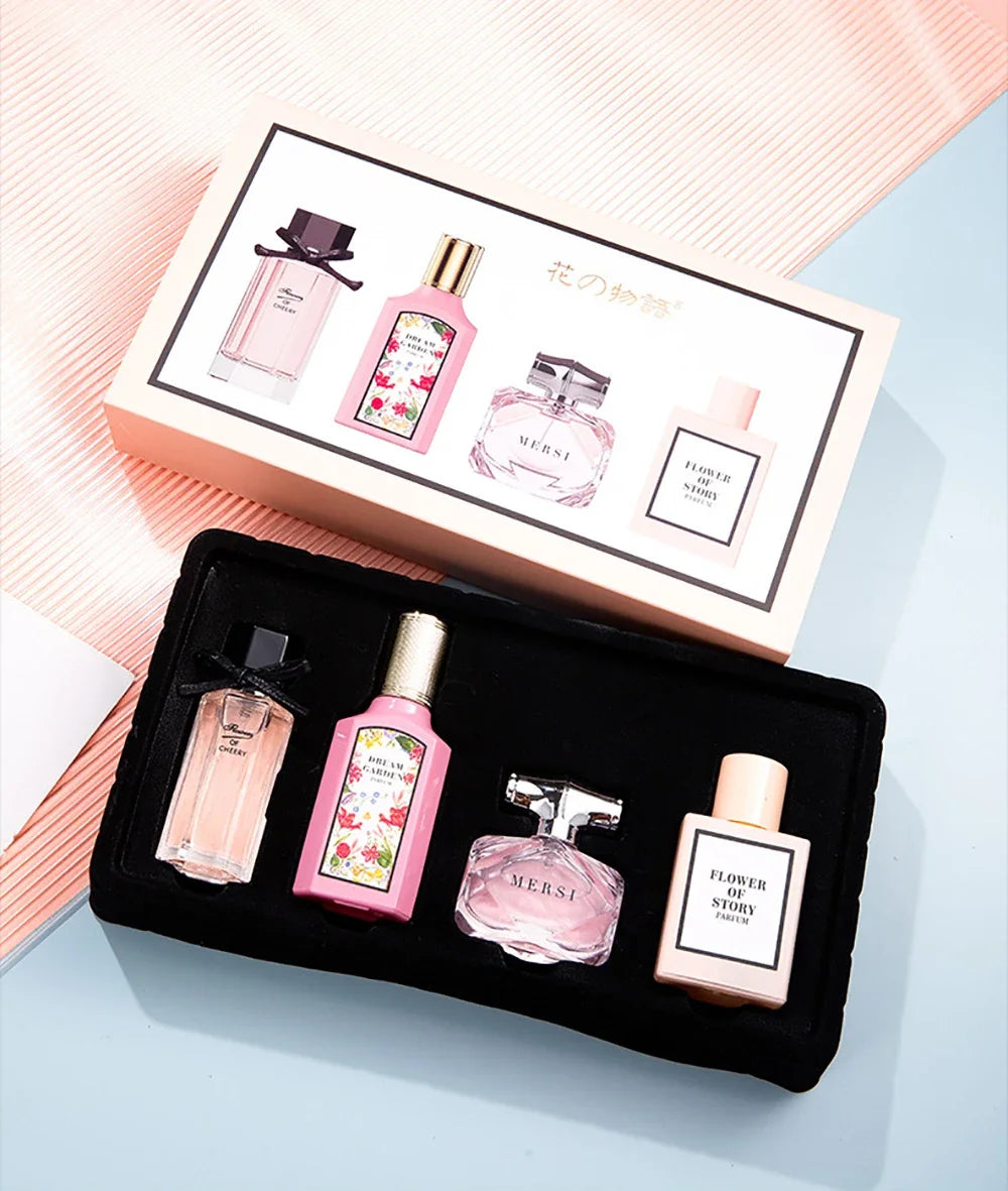 Feminine Charm Perfume Women Gift Box Four Piece Set Plant Floral Scent Pheromone Lasting Fragrance