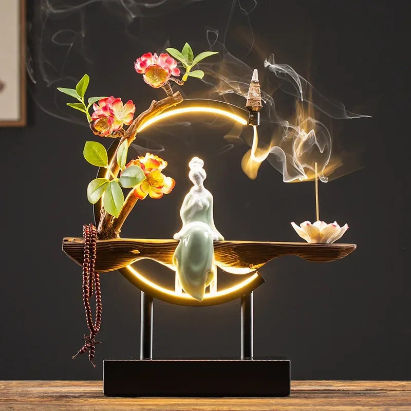 Style Backflow Incense Burner LED Light USB Circle Ceramic ... - 100ml