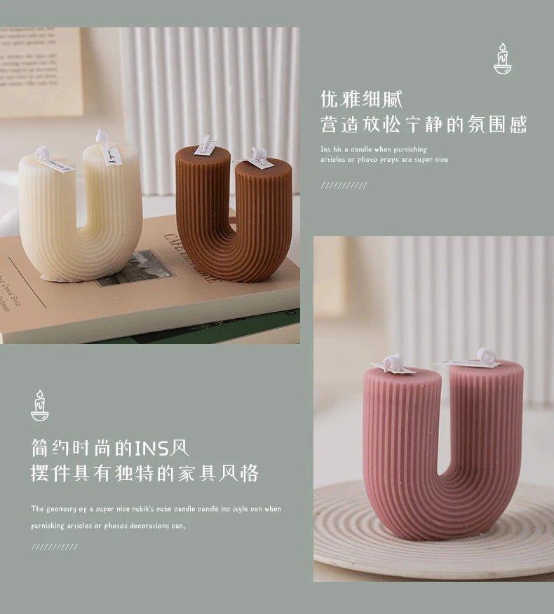 U Shaped Candle Scented Ribbed Aesthetic Decorative Gift