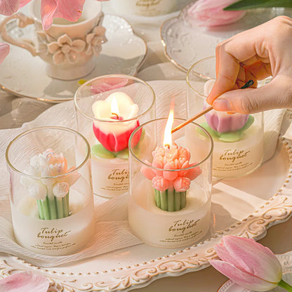 Flower Scented Candles Multi Color Atmosphere Fragrance Gift Box Tu... - 100ml