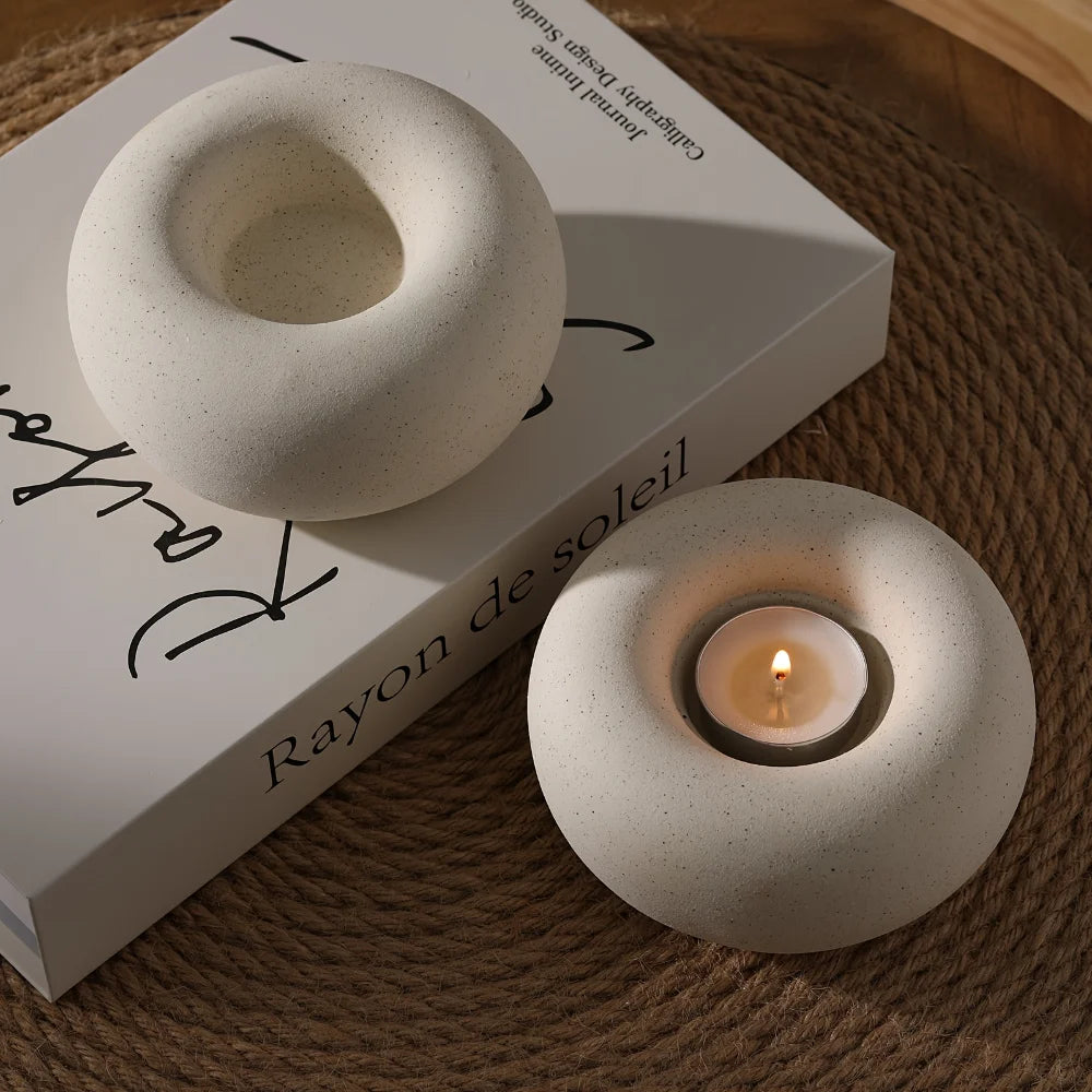 1Pc Donut Aromatherapy Candle Round Solid Color Candle Creative Hom... - 100ml