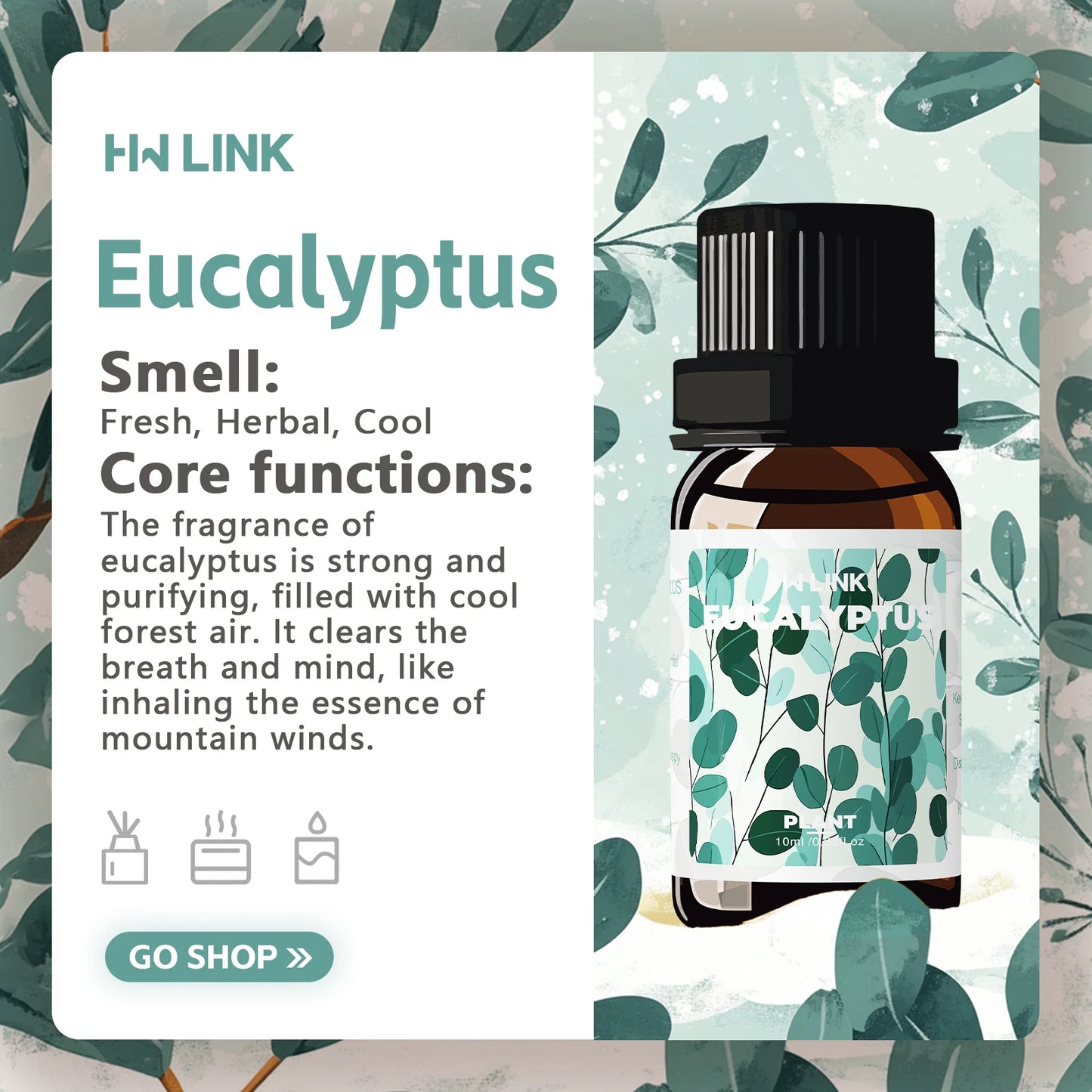 Eucalyptus Essential Oil – 10ml for Diffuser, Skin & Hair Care