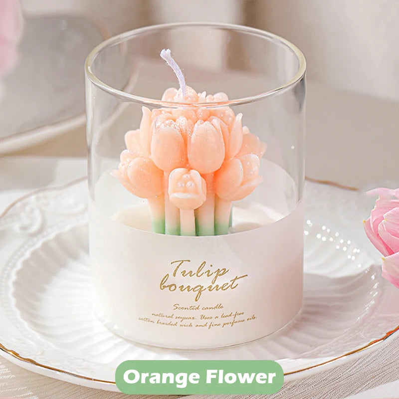 Flower Scented Candles Multi Color Atmosphere Fragrance Gift Box Tu... - 100ml