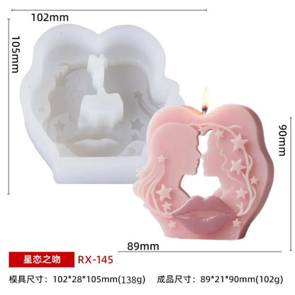 DIY Rose Love Aromatherapy Candle 3D Couple Mold