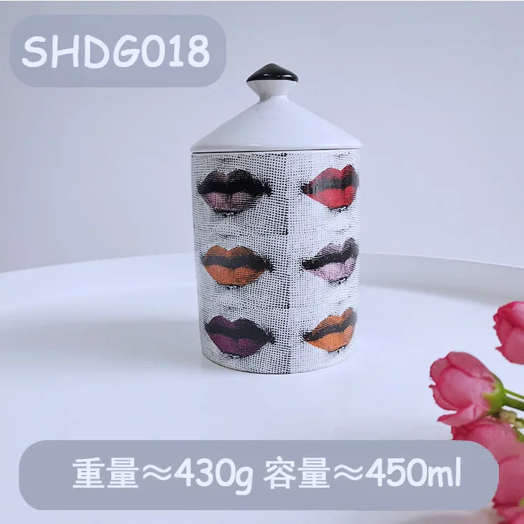 Creative Face Aromatherapy Candle Jar Ceramic Jewelry Storage Jar B... - 100ml