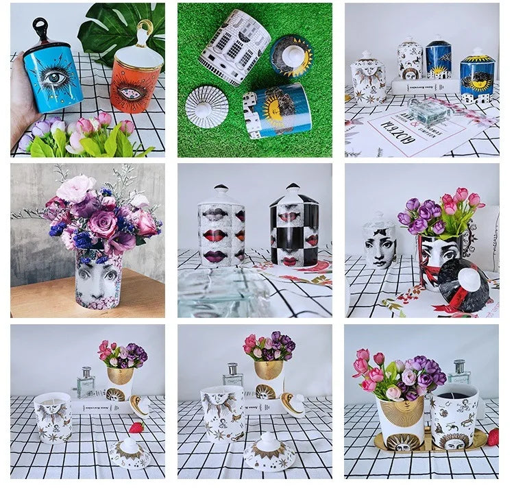 Creative Face Aromatherapy Candle Jar Ceramic Jewelry Storage Jar B... - 100ml