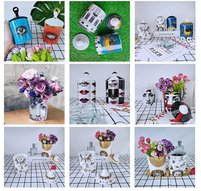Creative Face Aromatherapy Candle Jar Ceramic Jewelry Storage Jar B... - 100ml