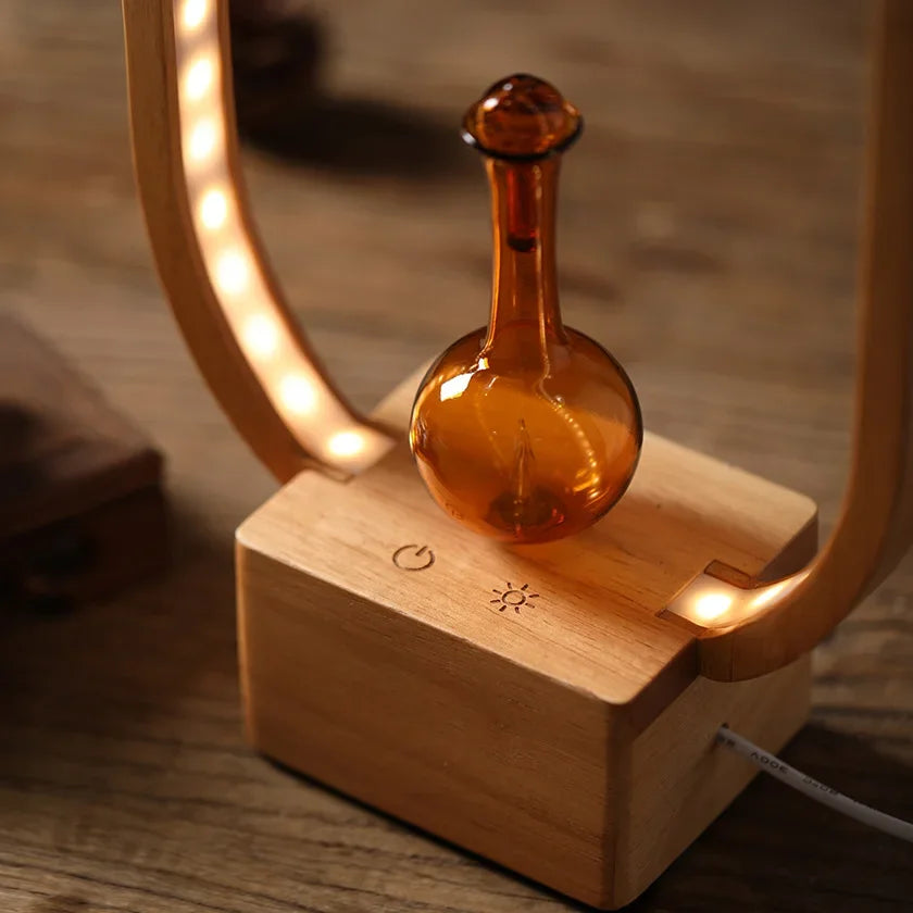 Fragrance Diffuser – Wood Base Glass Nebulizing Aroma with LED