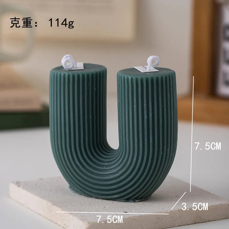 U Shaped Candle Scented Ribbed Aesthetic Decorative Gift