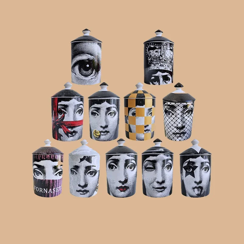 Creative Face Aromatherapy Candle Jar Ceramic Jewelry Storage Jar B... - 100ml