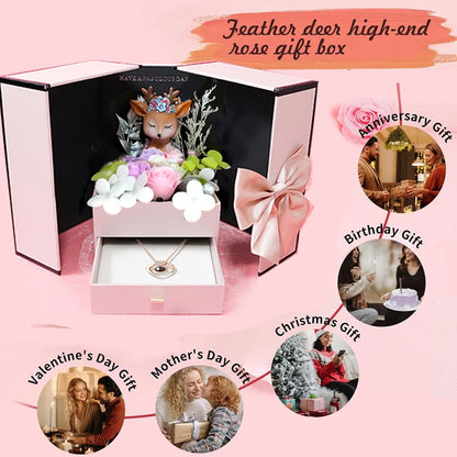 Rose Gift Box with Necklace Birthday Anniversary Christmas Valentin...