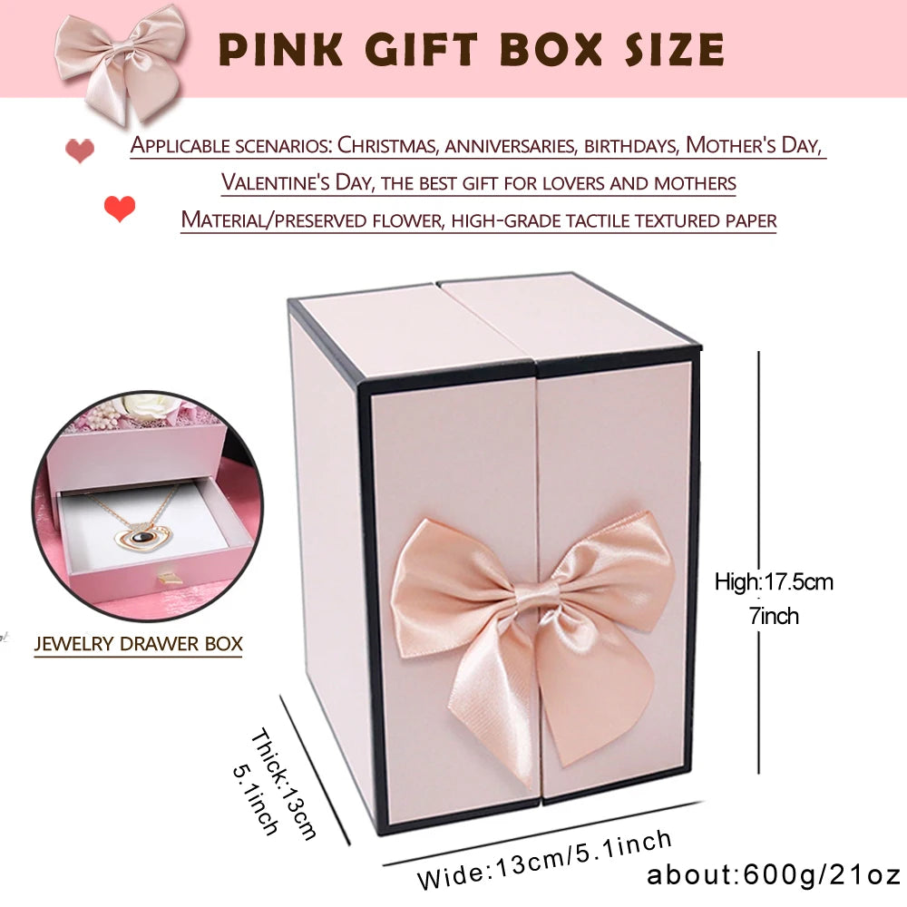 Rose Gift Box with Necklace Birthday Anniversary Christmas Valentin...