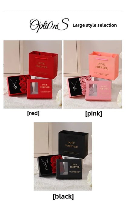 Valentine's Day Jewelry Gift Packaging Box 6 Rose Pendants Ring Bra...