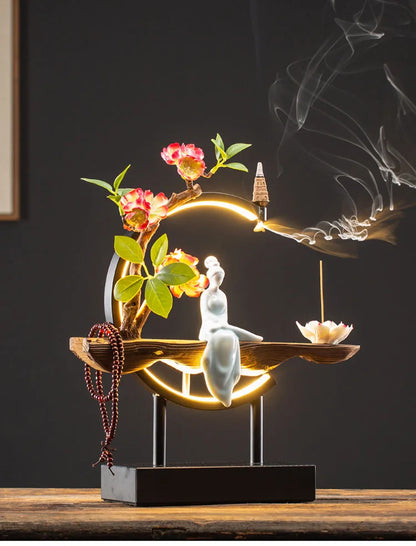 Style Backflow Incense Burner LED Light USB Circle Ceramic ... - 100ml