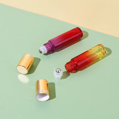 10pcs 10ml Gradient Color Refillable Glass Essential Oil Roller Bot...
