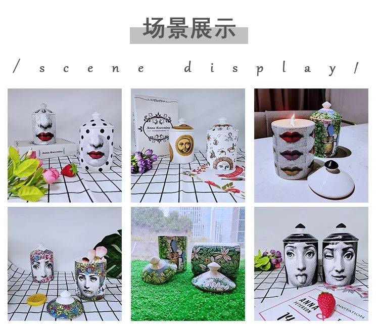 Creative Face Aromatherapy Candle Jar Ceramic Jewelry Storage Jar B... - 100ml