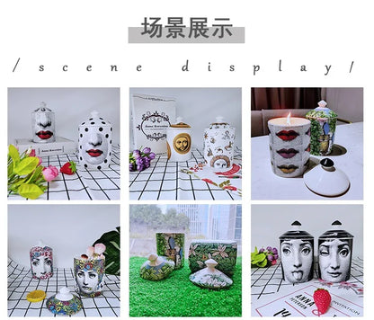 Creative Face Aromatherapy Candle Jar Ceramic Jewelry Storage Jar B... - 100ml