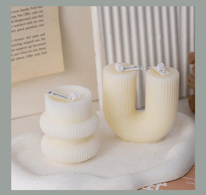 U Shaped Candle Scented Ribbed Aesthetic Decorative Gift