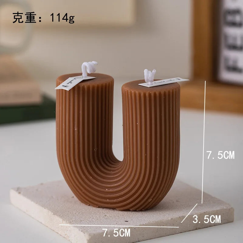 U Shaped Candle Scented Ribbed Aesthetic Decorative Gift