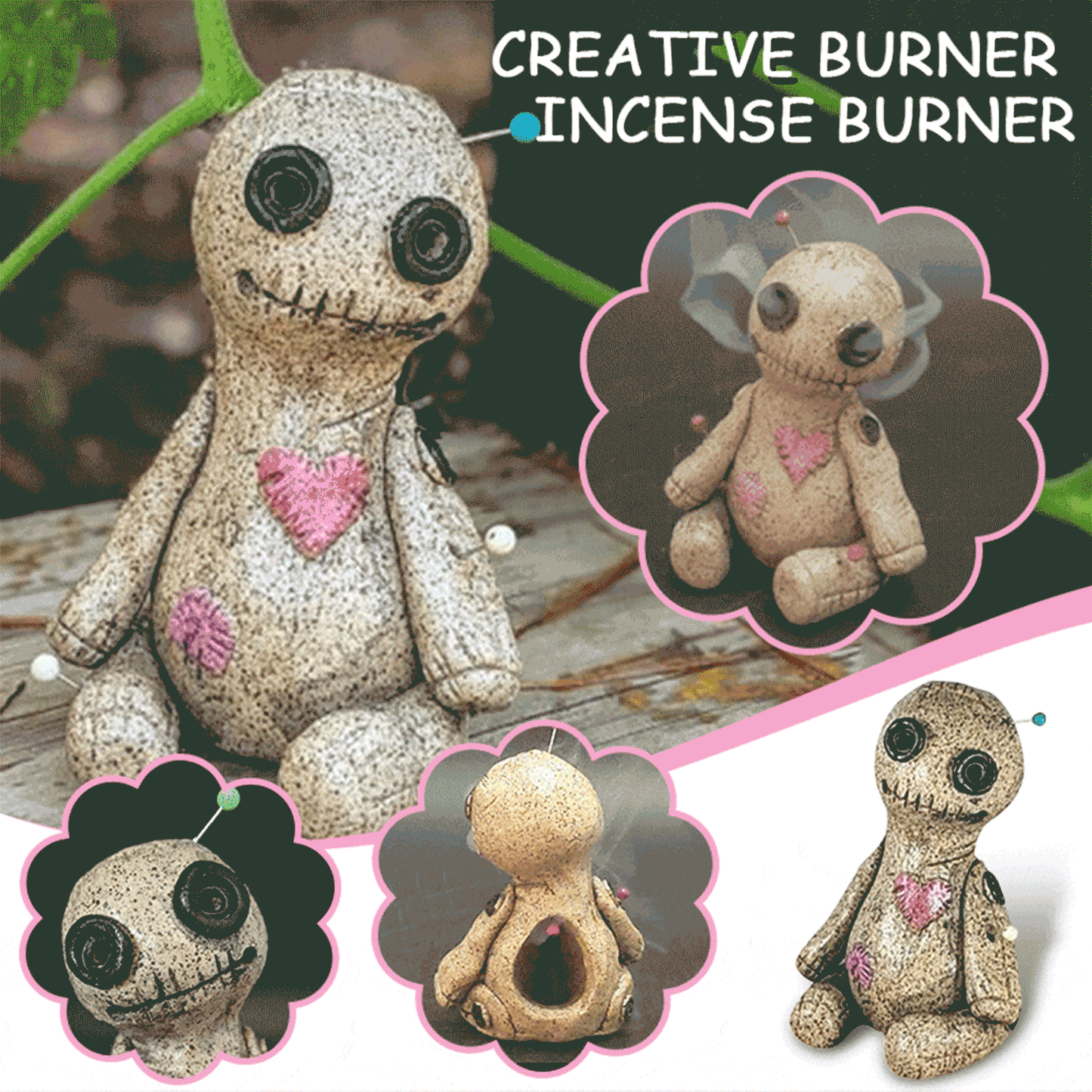 Voodoo Doll Incense Burner – Resin Desktop Decor for Home