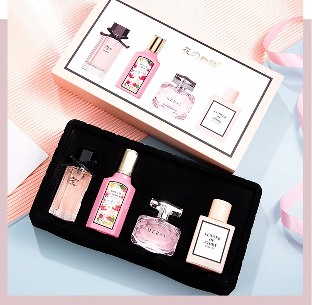 Feminine Charm Perfume Women Gift Box Four Piece Set Plant Floral Scent Pheromone Lasting Fragrance