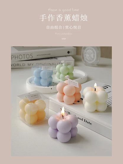 1Pc Lovely Color Cube Bubble Scented Candle Bedroom Living Room Fra... - 100ml
