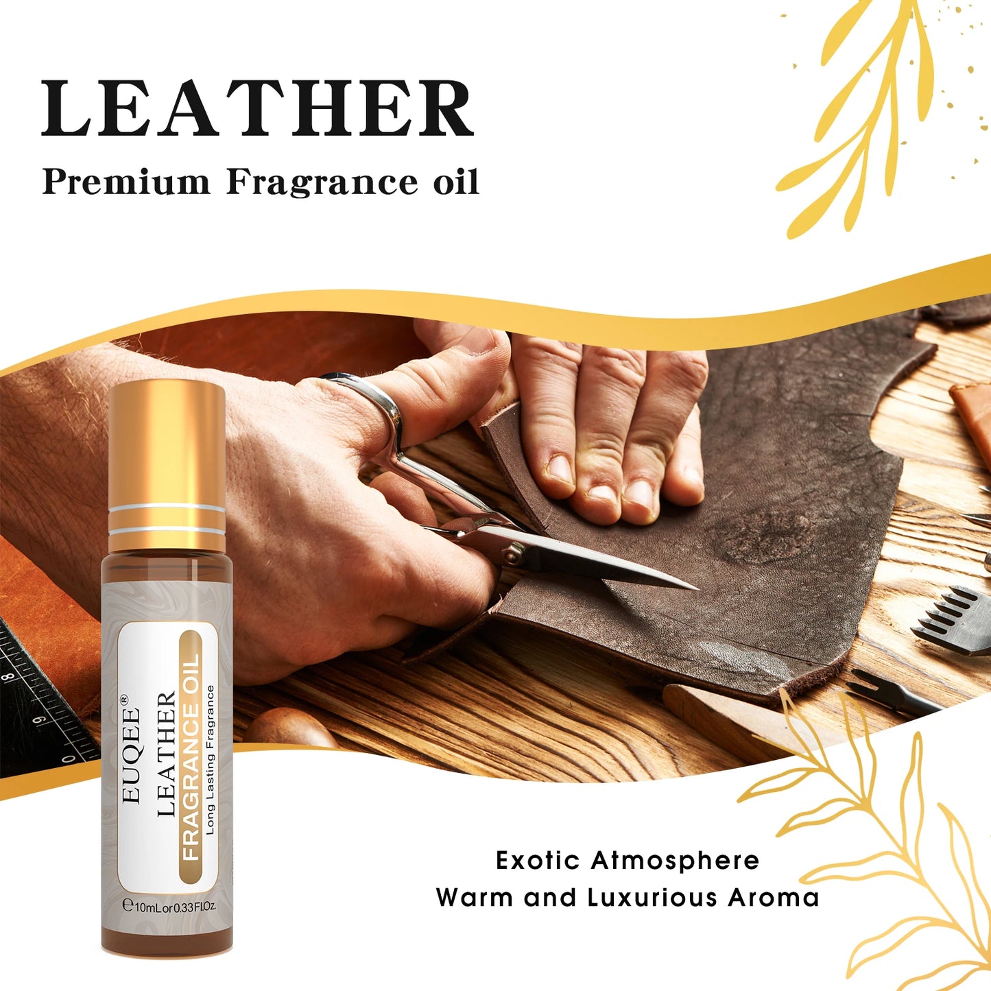 EUQEE 10ml Premium Men's Fragrance Oil For Car Diffuser Aromatherapy Vanilla Musk Leather Amber Romance Aroma Essential Oils
