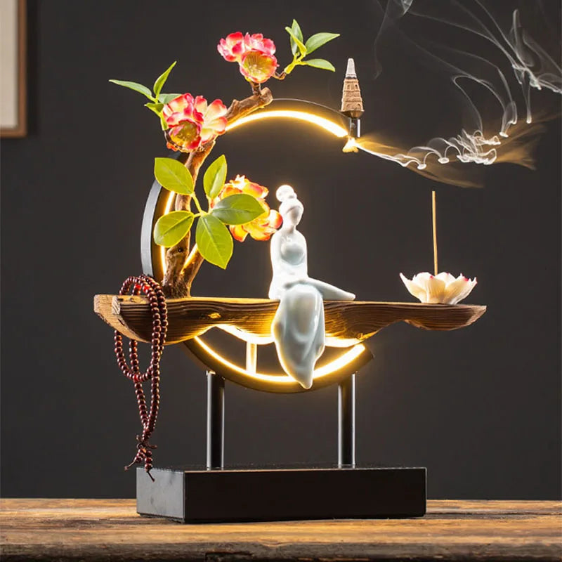 Style Backflow Incense Burner LED Light USB Circle Ceramic ... - 100ml