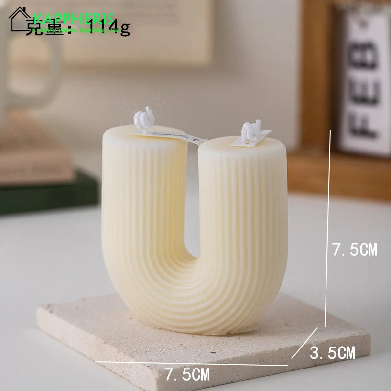 U Shaped Candle Scented Ribbed Aesthetic Decorative Gift