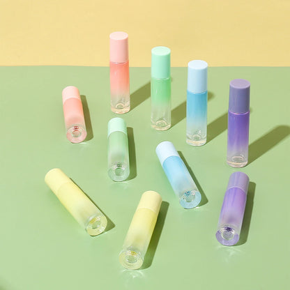 10pcs 10ml Gradient Color Refillable Glass Essential Oil Roller Bot...