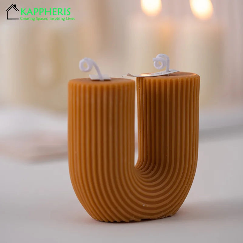 U Shaped Candle Scented Ribbed Aesthetic Decorative Gift