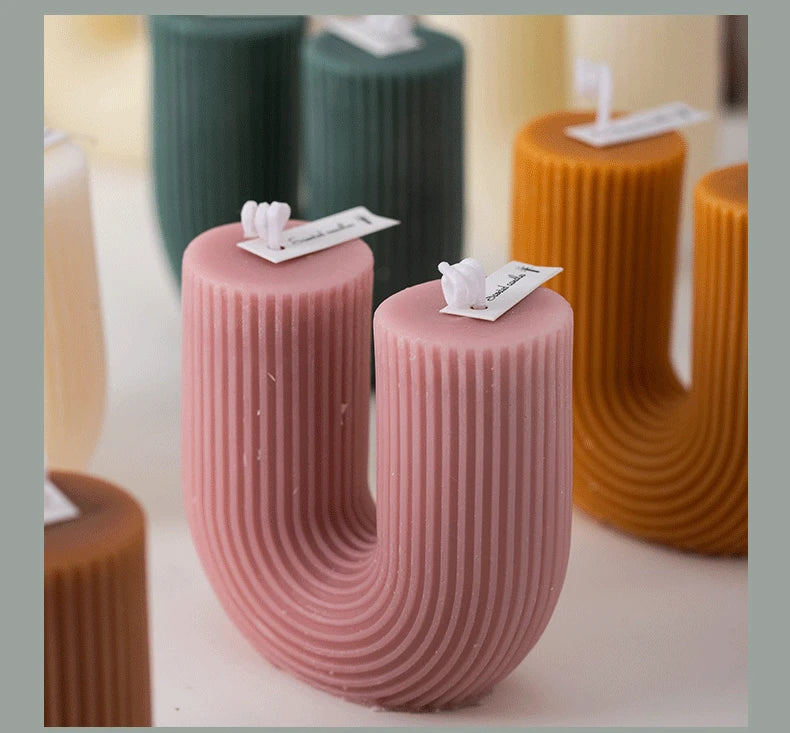U Shaped Candle Scented Ribbed Aesthetic Decorative Gift