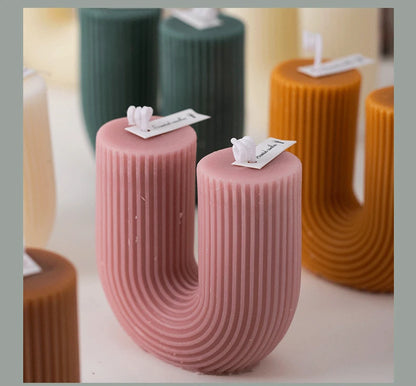 U Shaped Candle Scented Ribbed Aesthetic Decorative Gift